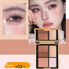 YICKYUE  -  5-Color Eyeshadow Palette Glitter Earth Color Contouring Bronzer Pigment Shiny Matte Caramel Brown Color Eyes Makeup Pallete