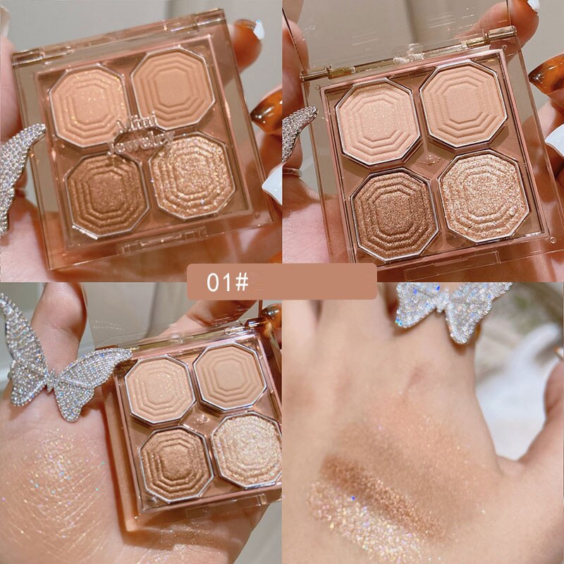 Yickyue 4/12 Colors Pearly Eyeshadow Palette Bright Matte Shimmer Crystal Chandeliers Glitter Eyeshadow Long Lasting Pigment Cosmetics