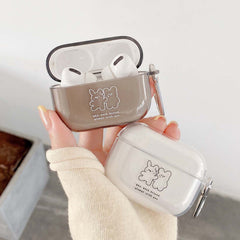 Rabbit and bear soft silicone couple earphone case for apple airpod 2/1 cover for air pods pro 3 couple shell charging box