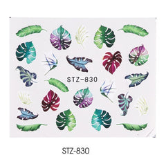 1pcs Water Nail Decal and Sticker Flower Leaf Tree Green Simple Winter Slider for Manicure Nail Art Watermark Tips CHSTZ824-844