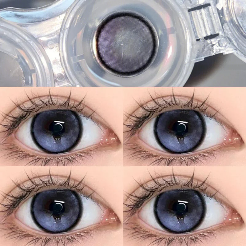 YICKYUE  -  1Pair New Natural Colored Contact Lenses Eye Black Pupils lens with Degree Makeup Myopia Lenses Yearly Use Fast Shipping