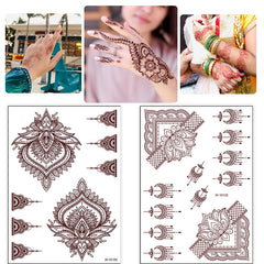 Yickyue Lace Tattoo Sticker Waterproof Temporary Tattoos Brown Fake Tattoo Body Art Featured Semi-Permanent Tattoo Temporary Waterproof