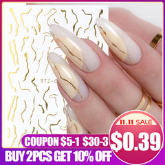 3D Metallic Golden Marble Line Nail Stickers Striping Tape Winter Manicure Charm Nail Design Decor Art Decals Foils GLSTZ-CS067