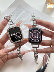 Korea New Slim Denim Chain Strap Stainless Steel Band For Apple Watch 41mm 40 38 Watchband Bracelet For Iwatch Series 7 SE 6 5 4