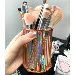 Iron Cylindrical Cosmetics Makeup Brushes Storage Box Case Storage Lipstick Brush Pen Holder Organizer Makeup Pen Storage