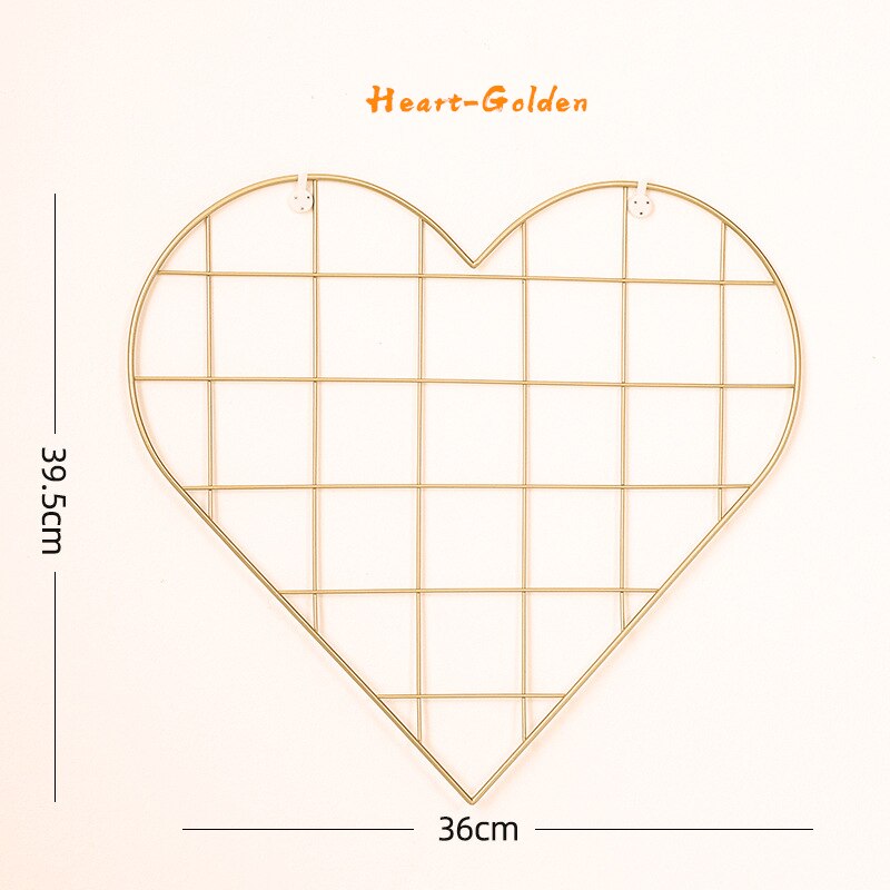 INS Iron Grid Decoration Photo Heart-Shape Metal Mesh DIY Wall Decor Photo Frame Postcard Pictures Display Shelf Art Mesh Frame