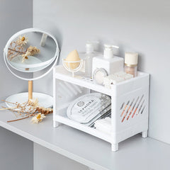 Bathroom Makeup Shelves Double Layer Desktop Storage Shelf  Kitchen Spice Rack Tabletop Stationery Sundries Organizer Holder