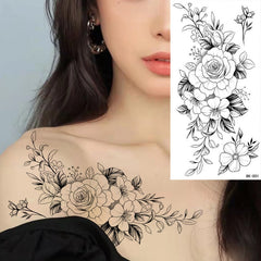 Waterproof Temporary Tattoo Sticker Sketch Sexy Flower Fake Tattoo Female Body Art Painting Arm Leg Tattoo Sticker