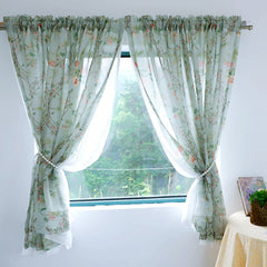 YICKYUE  -  American Pastoral Curtain Retro Double-layer Home Decoration Livingroom Bedroom Door Curtain Coffee Shop Kitchen Short Curtain