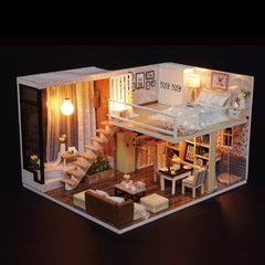 CUTE ROOM DIY Doll House Miniatures With 5 Led Furnitures 3D Dollhouse Wooden Miniaturas Toys For Children Gifts Waiting Time