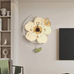 Yickyue Flower Aesthetics Wall Decor Funny Plant Classic Modern Clock Wall Art Cute Movement Minimalistic Quiet Neon Horloge Home Design