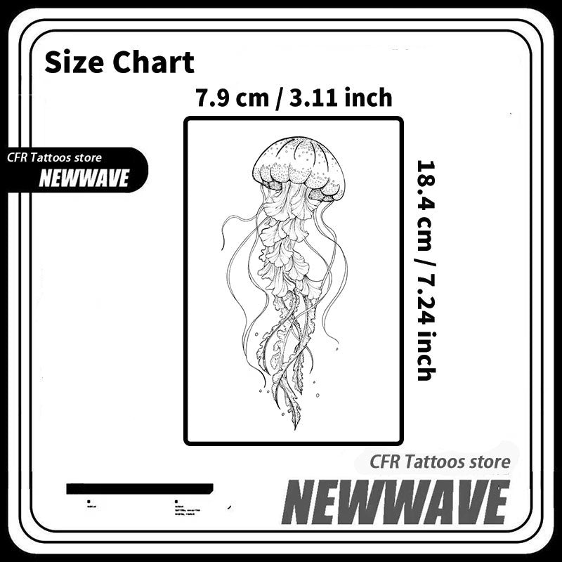 YICKYUE  -  Jellyfish Herbal Juice Tattoo Stickers Arm Thigh Waterproof Fake Tatto Temporary Tattoos Sexy Hot Girls Tattoo Sticker Adult Y2K