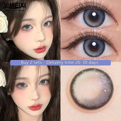 YICKYUE  -  2pcs Korean Lenses Colored Contact Lenses with Prescription Blue Myopia Lenses Starry Sky Blue Eye Lenses Fast Shipping