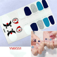 14Tips/Sheet Christmas/Halloween Nail Art Stickers Festival Pumpkin Wraps Waterproof Full DIY Manicure Accessories YMX Series