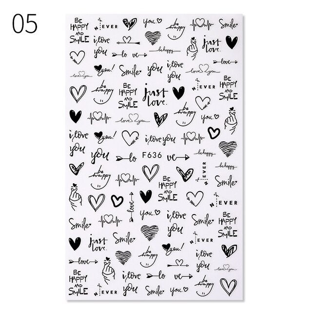 1PC Sexy Lady Pattern 3D Nail Stickers Character Image Decals Slider Valentine Black White DIY Nail Art Decorarion