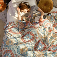 Bedspreads Quilted Summer Bohemian Style Cotton Gauze Throw Blankets On The Bedding Comforter Quilt For Sofa Cover 200*230cm