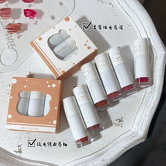 HELLO STYLE Dummy Bear Soft Mist Velvet Lip Mud Mirror Lip Glaze Easy To Color Nude Makeup Long-lasting Natural Lip Makeup