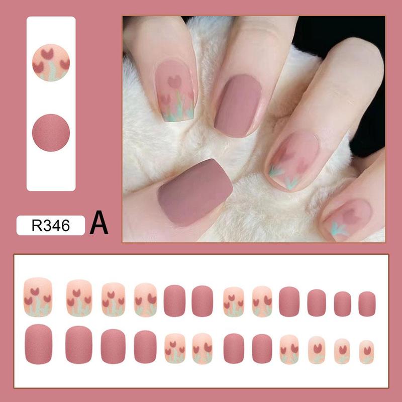 Professionals Press On Nails Fake Nails with Glue Accessories And Tools Nail Tips For Manicure Flower Nail Art Decor False Nails