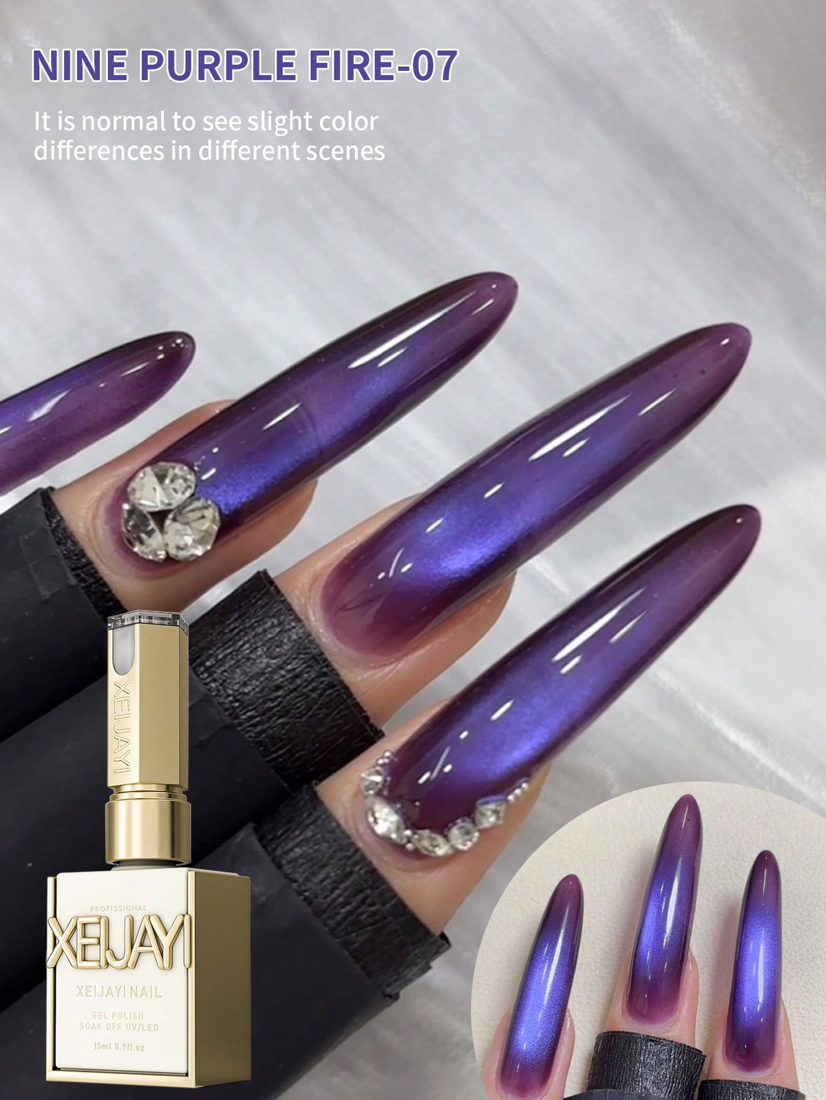 YICKYUE  -  1PC 15Ml Purple Cat Eye gel nail polish, UV LED curing, long-acting fast drying nail art gel - ideal gift for women For Spring