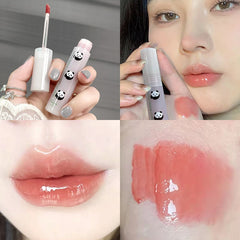 Yickyue Panda Mirror Glass Lipstick Matte Velvet Lip Gloss Waterproof Lip Mud Long Lasting Women Jelly Rose Lip Glaze Makeup