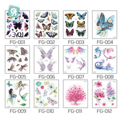 Original Butterfly Design Tattoo Sticker Girl Wrist Arm Leg Fake Tattoo Body Art Sticker Gradient Unicorn Temporary Tattoo Child