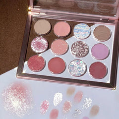 Yickyue 12 Color Glitter Eyeshadow Palette Makeup Long-lasting Matte Eye Shadow Palettes Brighten Eye Cosmetics Women Beauty Earth Color