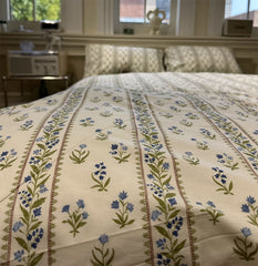 YICKYUE  Romantic pastoral flower bed set,twin full queen king green blue floral cotton home textile bed sheet pillow case quilt cover