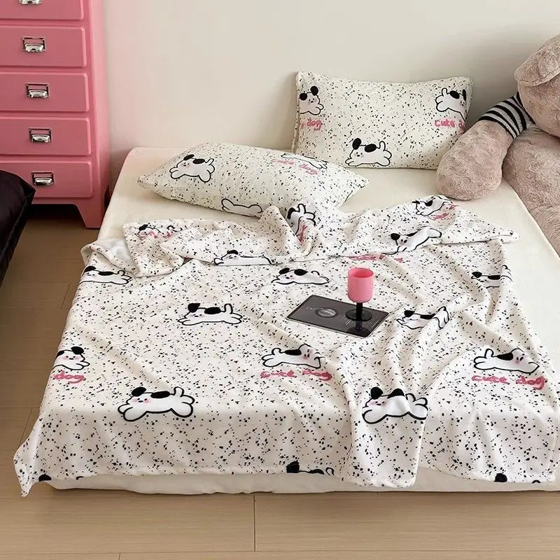 YICKYUE   -  Ins Korean Fresh Double Sided Plush Blanket Sofa Decoration Blanket Skin Friendly Coral Plush Double  Cool Blanket For Summer