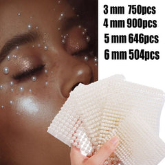 Yickyue 3mm/4mm/5mm/6mm 3D Pearl Face Jewels Eyeshadow Stickers Self Adhesive Face Body Eyebrow Diamond Nail Stickers Diamond Decoration