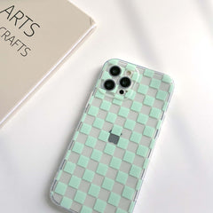 checkerboard chess silicone phone case for iphone 12 mini 7 8 plus xs max 11 pro max x xr cartoon shockproof anti-knock cover
