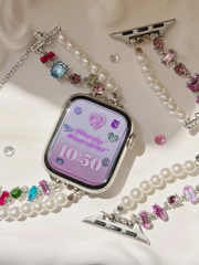 YICKYUE  -  Korea Diamond Band For iWatch Ultra 10 9 8 7 SE 6 5 4 Pearl Chain Bracelet Strap For Apple Watch 38mm 40mm 42mm 44 45 46mm 49mm