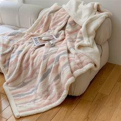YICKYUE  -  Multicolor Striped Cashmere Blanket, Light Luxury, Simple, Multi-function, Thickened, Home Office, Lunch Break