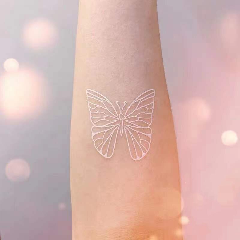 New Craft White Line Butterfly Waterproof Fake Tattoo Stickers For Women Arm Leg Water Transfer Temporary Tattos Party Decal