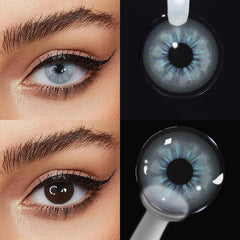 YICKYUE  Prescription Colored Contact Lenses Yearly Myopia Coloured Contacts for Eyes Makeup Natural Blue Lens with Degree 2Pcs