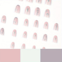 YICKYUE  -  Wearable Nail Plate Silvery Star Spotted Wearable Nail Short Style Nail Plate Wearable Nail Nail Plate