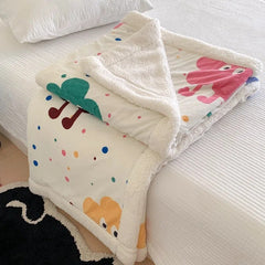 Yickyue New Flower Printed Milk Fleece Autumn Winter Warm Blankets for Bed Floral Imitation Lambswool Blanket Warmth Thick Throw Blanket