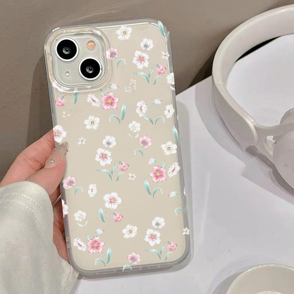 YICKYUE  -  Transparent Floral Flower Phone Case For iPhone 15 Pro Case iPhone 11 12 13 14 Pro Max 15 Plus 13 12 Mini Clear Soft Cover Coque