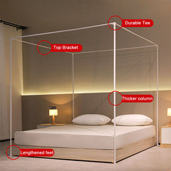 YICKYUE  -  Quadrate Palace Mosquito Net With Frame Encrypted Romantic Bed Curtain Canopy Nets Three-door Bedcover Curtain Home Decoration