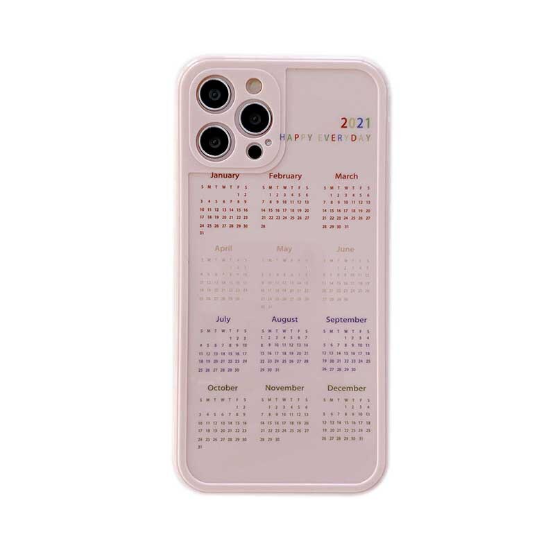 2021 calendar silicone phone case for iphone 12 mini x xs max xr 7 8 plus 11 pro max number cover capa shell fundas conque