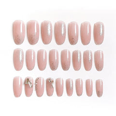 Fake  nails with glue designed Glittering Long  Removable Nail Stickers Wearing Nail Art Patterns 24pcs With Glue TN