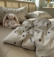 YICKYUE  -  Classic simple design heart plaid bedding set teen,twin full queen king cotton home textile bed sheet pillow case quilt cover