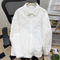 Hearujoy Jacquard Relief Wrinkle Design Shirt Men Vibe Style Loose Long Sleeve Top Spring Autumn Fashion Luxury Shirts Coat Streetwear