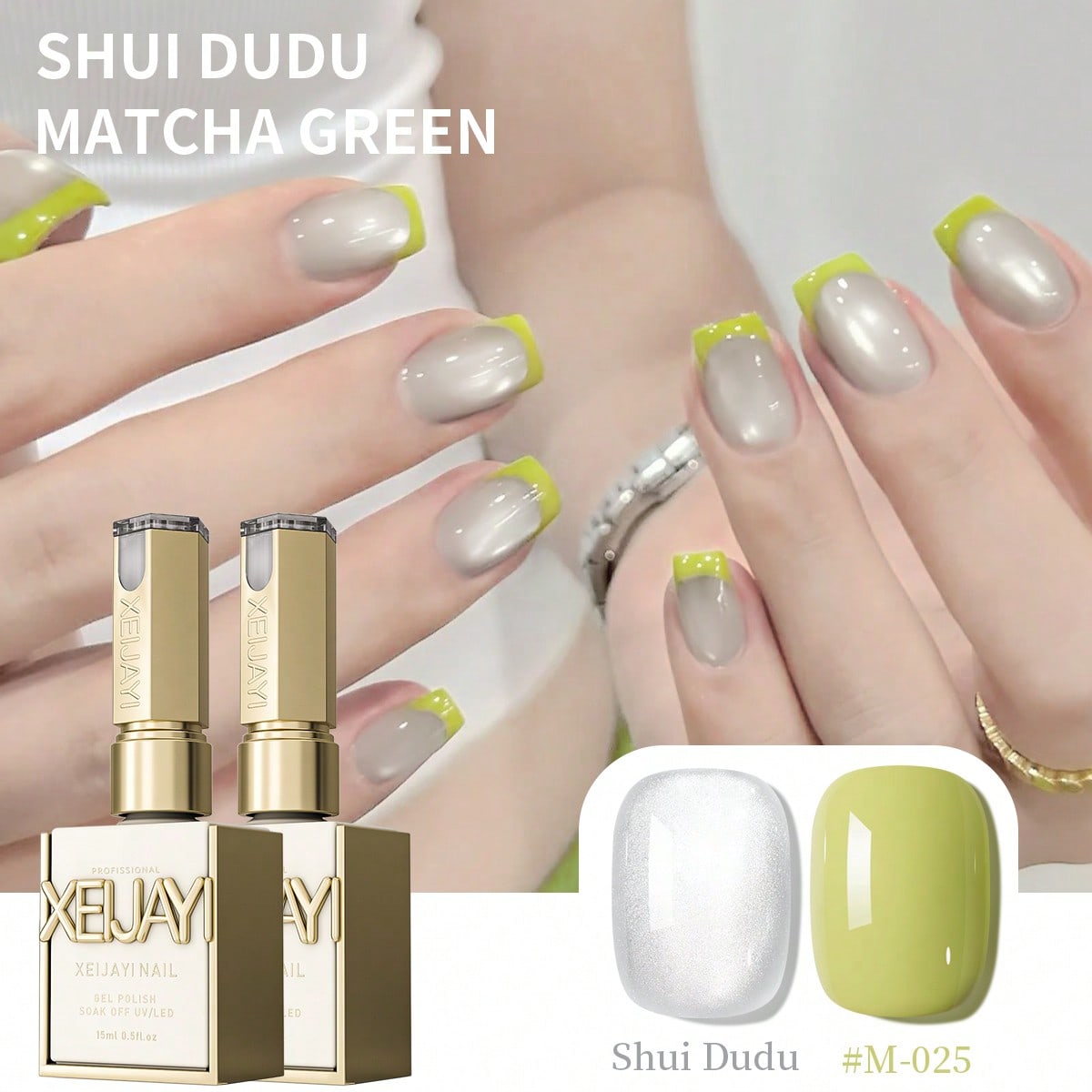 YICKYUE  -  15ML matcha green And Shuidudu Nail Gel Set Semi Permanent Nail Art UV LED Nail Salon DIY Nail Salon Gel For Spring And Summer
