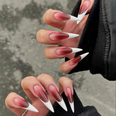 YICKYUE  -  Dark Red Flame Bloody Goth French Punk Long Pointed False Nails Weird Halloween Blood Drops Detachable Fake Nails Press on Nails