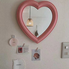 Korean Style Cute Pink Love Makeup Mirror Wall Mount Stand Dual-purpose Dormitory Photo Vanity Mirror Pendulum Props