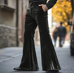Hearujoy High Street Velvet Flared Pants For Men Vintage Slim Fit Suit Trousers Spring Autumn Fashion Comfort and Soft Pant Streetwear