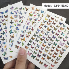 16/3pcs Holographic 3D Butterfly Snake Dragon Love Design Laser Nail Stickers Winter Nail Art Decoration Nail DIY Accessories