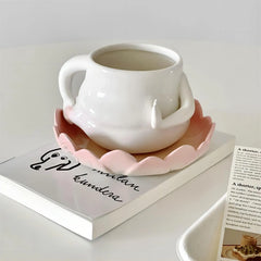 YICKYUE  -  Kawaii Ceramic Mug Cute Pinch Belly Coffee Cup Milk Tea Water Cups Creative Buddha Cup Mug Gift Porcelain Drinking Coffee Mugs