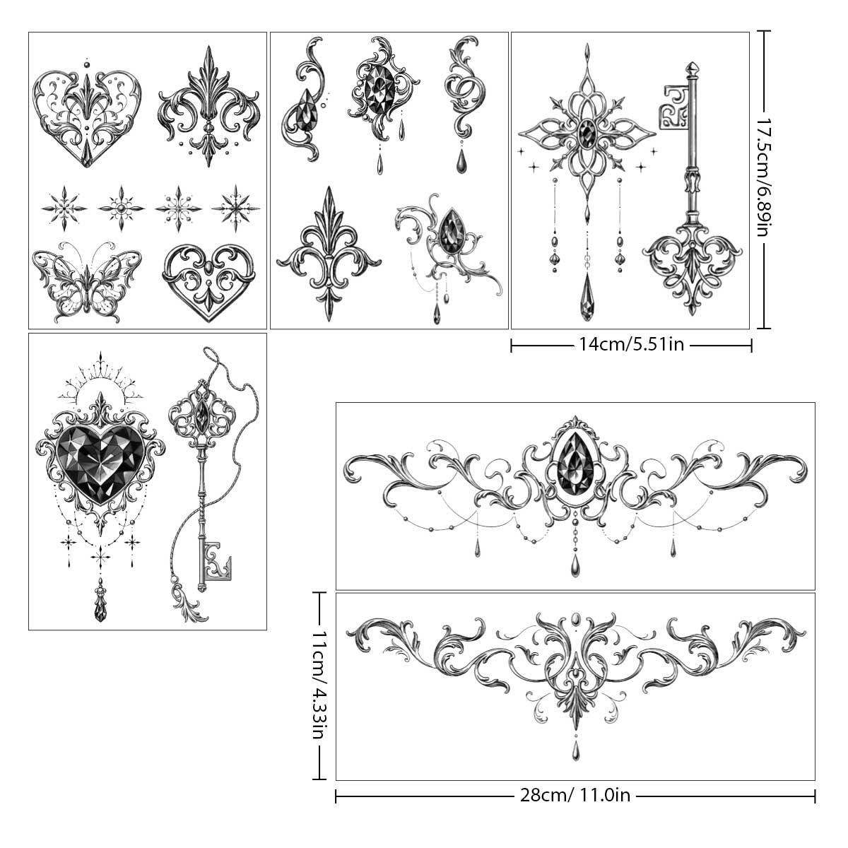 YICKYUE  -  6pcs New Love Key Inspirational Personalized Pattern Semi Permanent Tattoo Stickers for Women Waterproof Tattoo Stickers