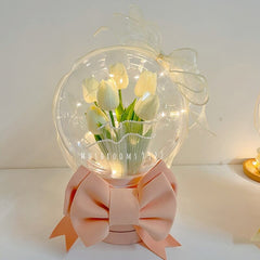 Christmas and New Year Gift Romantic Tulip Pink Hug Bucket Bouquet DIY Material Package Girl Heart for Girlfriend Girlfriend